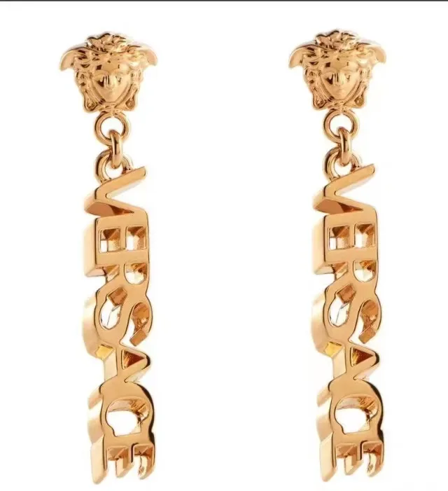 Versace Logotype Lion Head Dangle Earrings 3