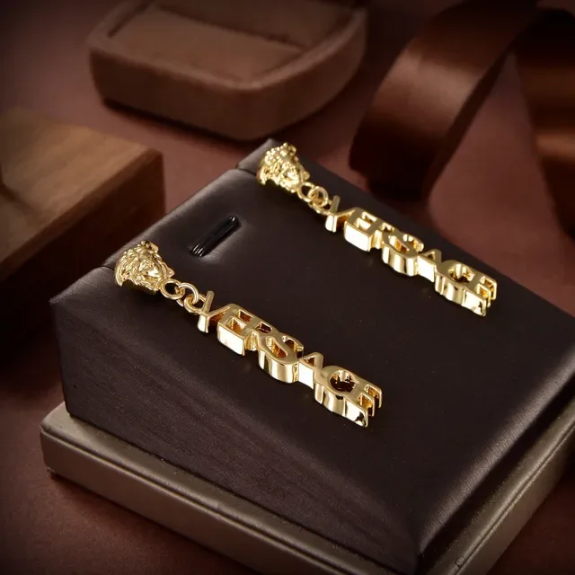 Versace Logotype Lion Head Dangle Earrings 7