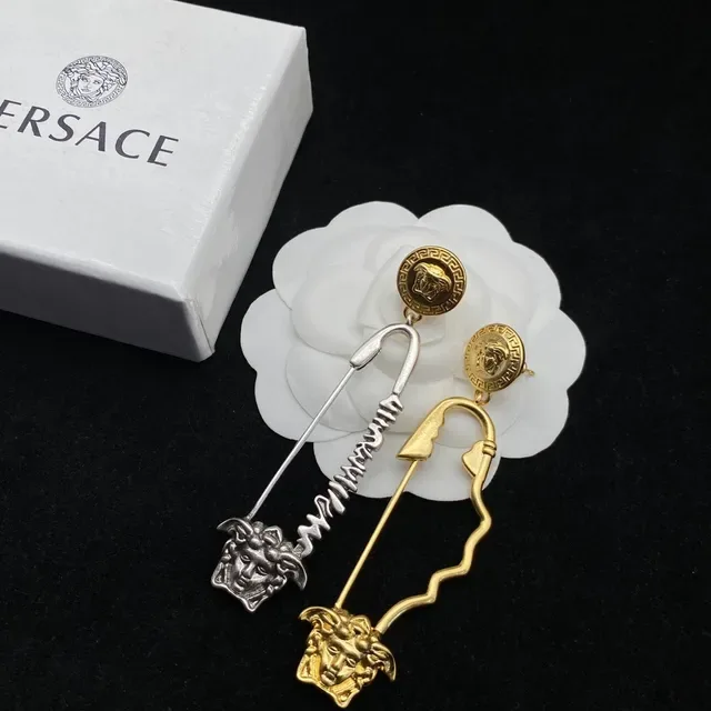 Versace Medusa Safety Pin Boucles d'oreilles Or et Argent 3