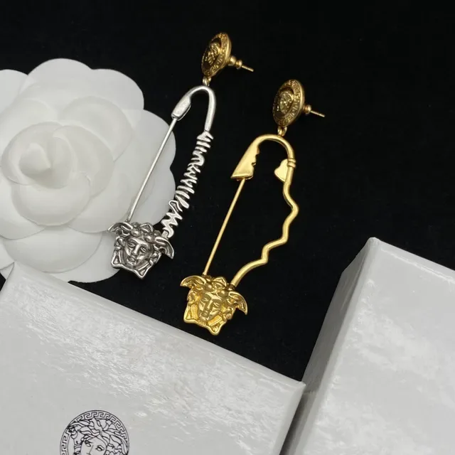 Versace Medusa Safety Pin Boucles d'oreilles Or et Argent 5