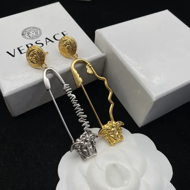 Versace Medusa Safety Pin Boucles d'oreilles Or et Argent 6