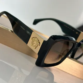 Versace Medusa Square Black and Gold Sunglasses