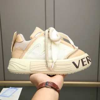 Versace Odissea Bege Marrom Solado Plataforma Emblema Cabeça Medusa Tênis Chunky