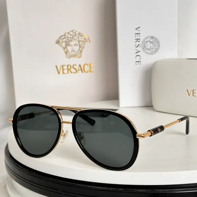Versace Odissea Black Gold Aviator-Inspired Double Bridge Optical Glasses 9