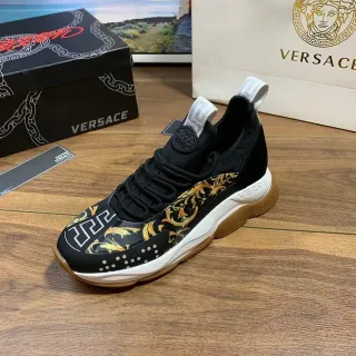 Versace Odissea काले स्वर्ण Baroque प्रिंट जीवनशैली स्नीकर