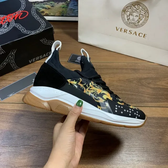 Versace Odissea Tênis Lifestyle Preto Dourado Impressão Barroca 4