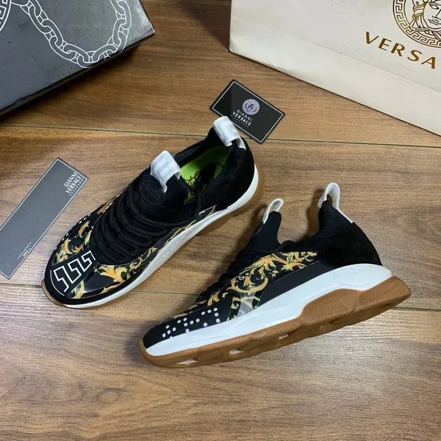 Versace Odissea Tênis Lifestyle Preto Dourado Impressão Barroca 6