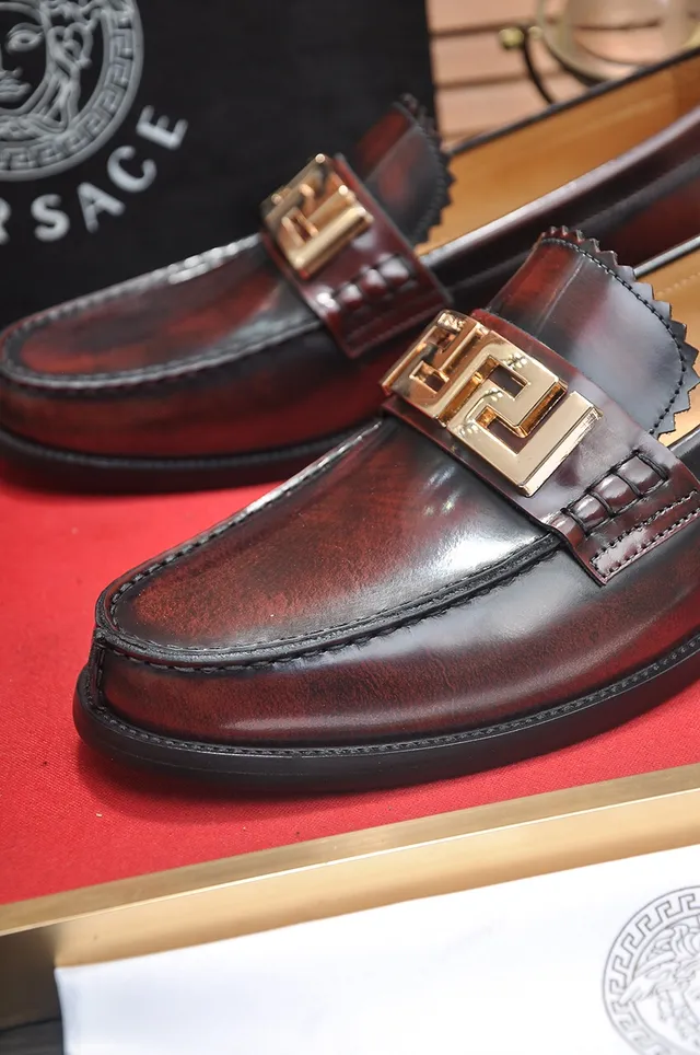 Versace Odissea Borgoña Cuir Greca Boucle Mocassins 2
