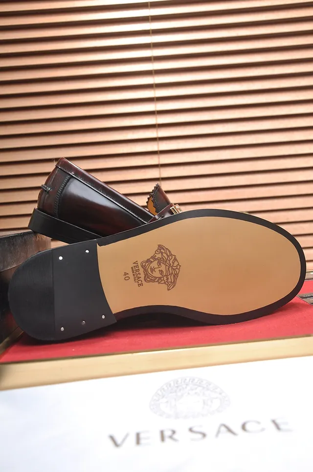 Versace Odissea Borgoña Cuir Greca Boucle Mocassins 3
