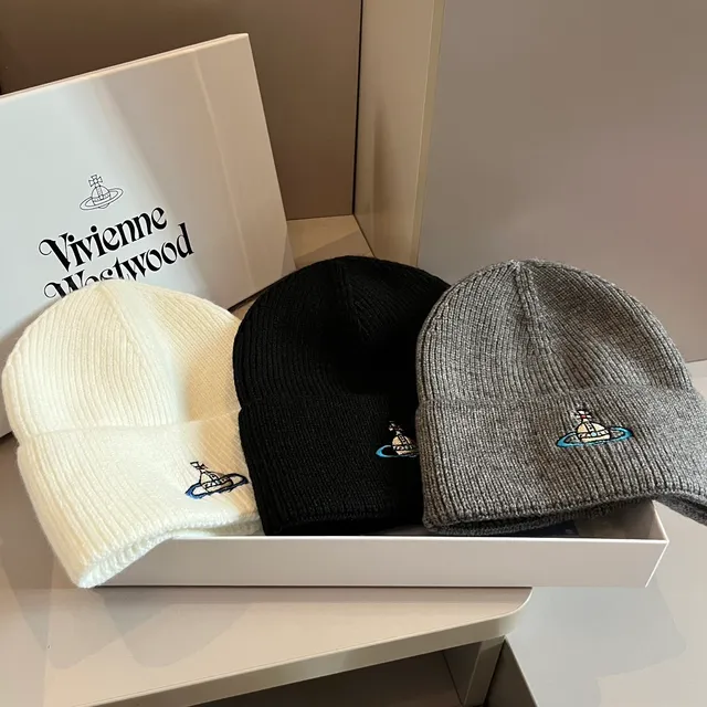 Vivienne Westwood Gray Blue Ribbed Knit Folded Cuff Beanie 2
