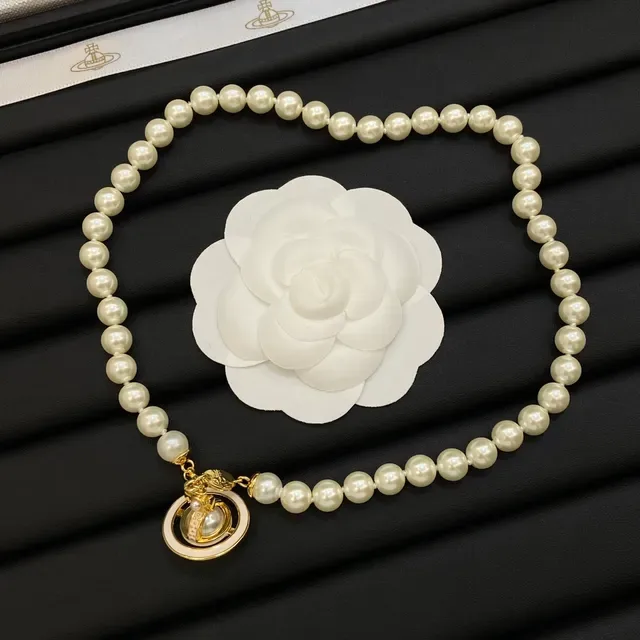 Vivienne Westwood Orb Beige Pink Pearl Strand Pendant Necklace 4