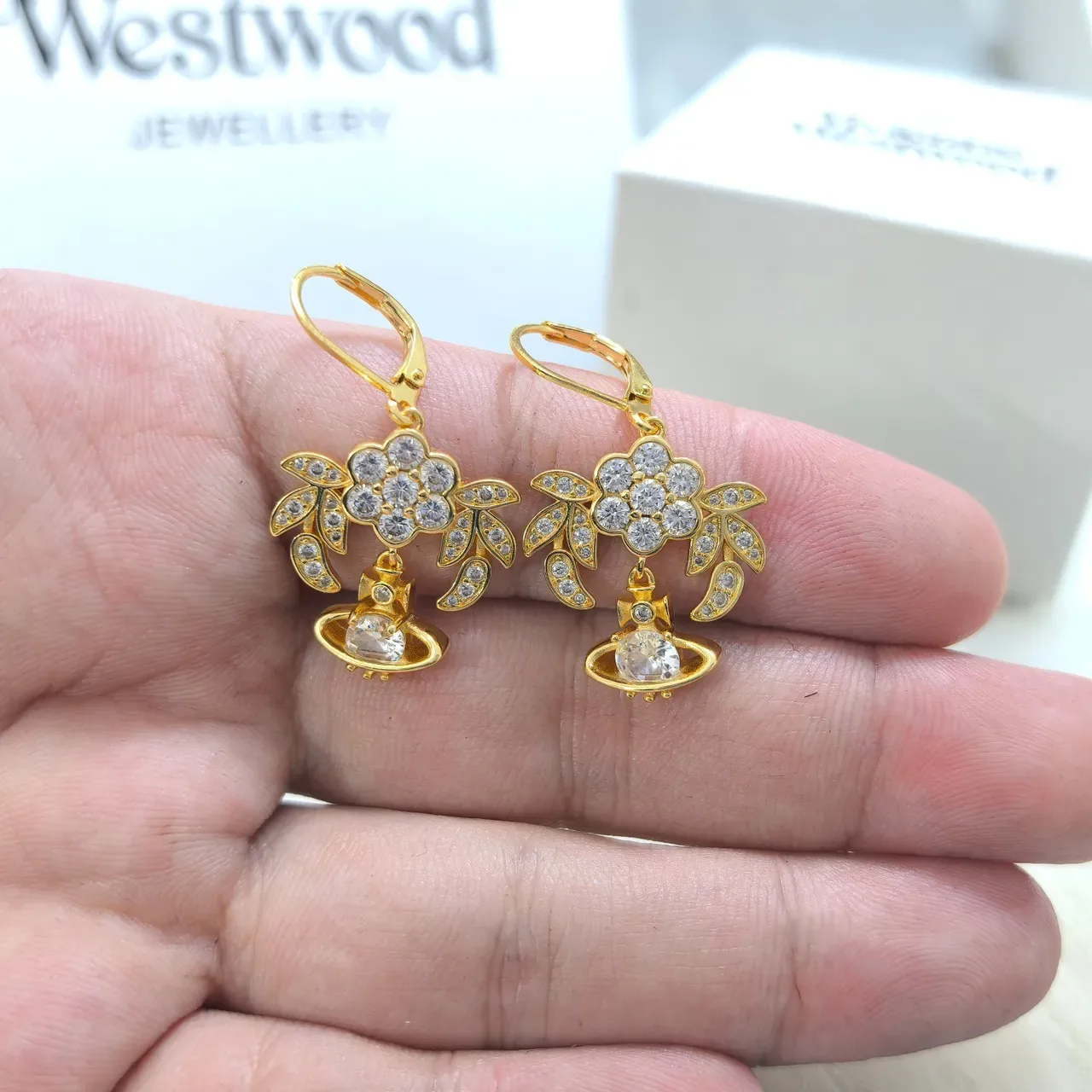 Vivienne Westwood Orb Flower Crystal Gold-Tone Earrings 5