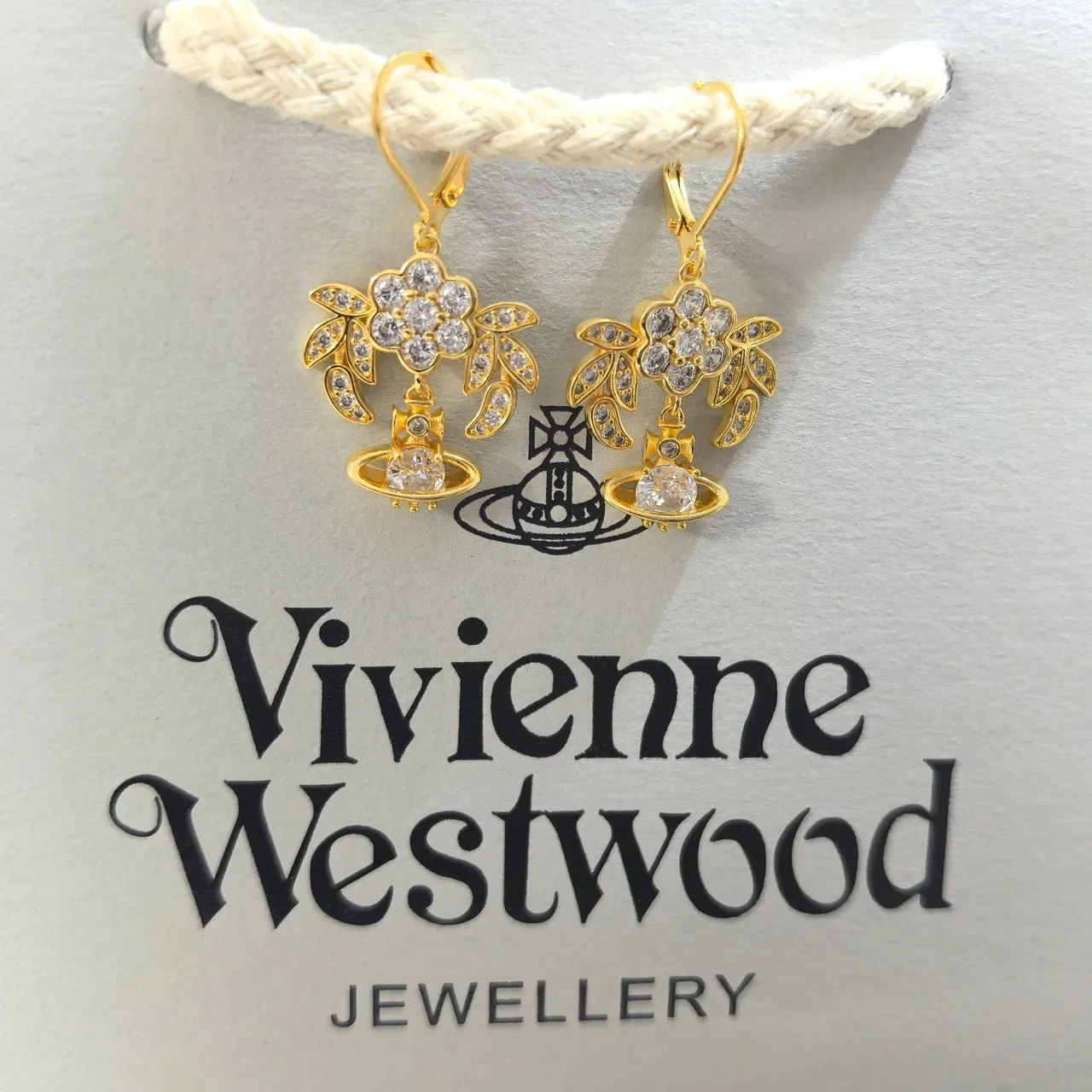 Vivienne Westwood Orb Flower Crystal Gold-Tone Earrings 7