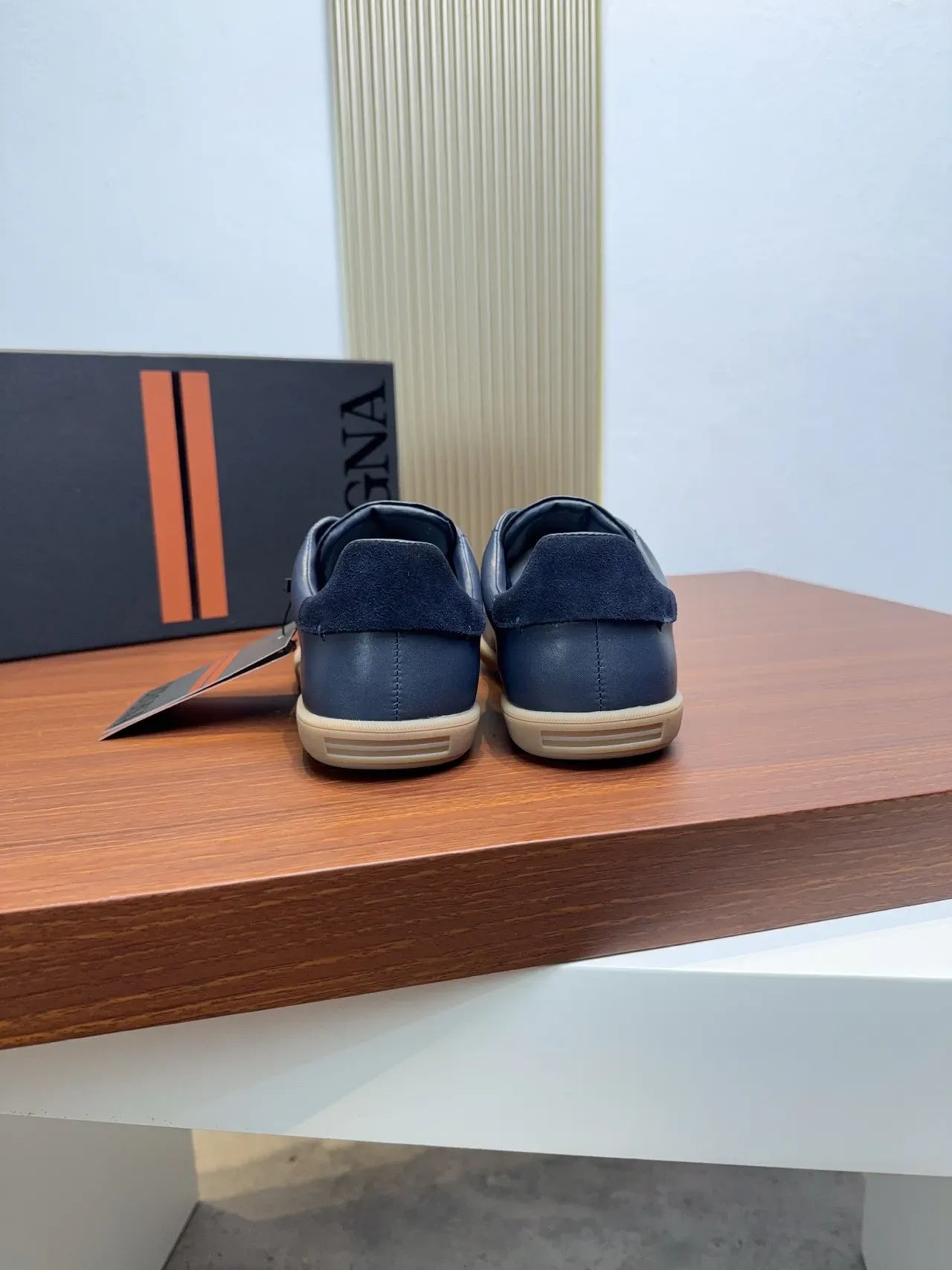 Zegna Sneakers Lifestyle Cuir Bleu Low-Top 3
