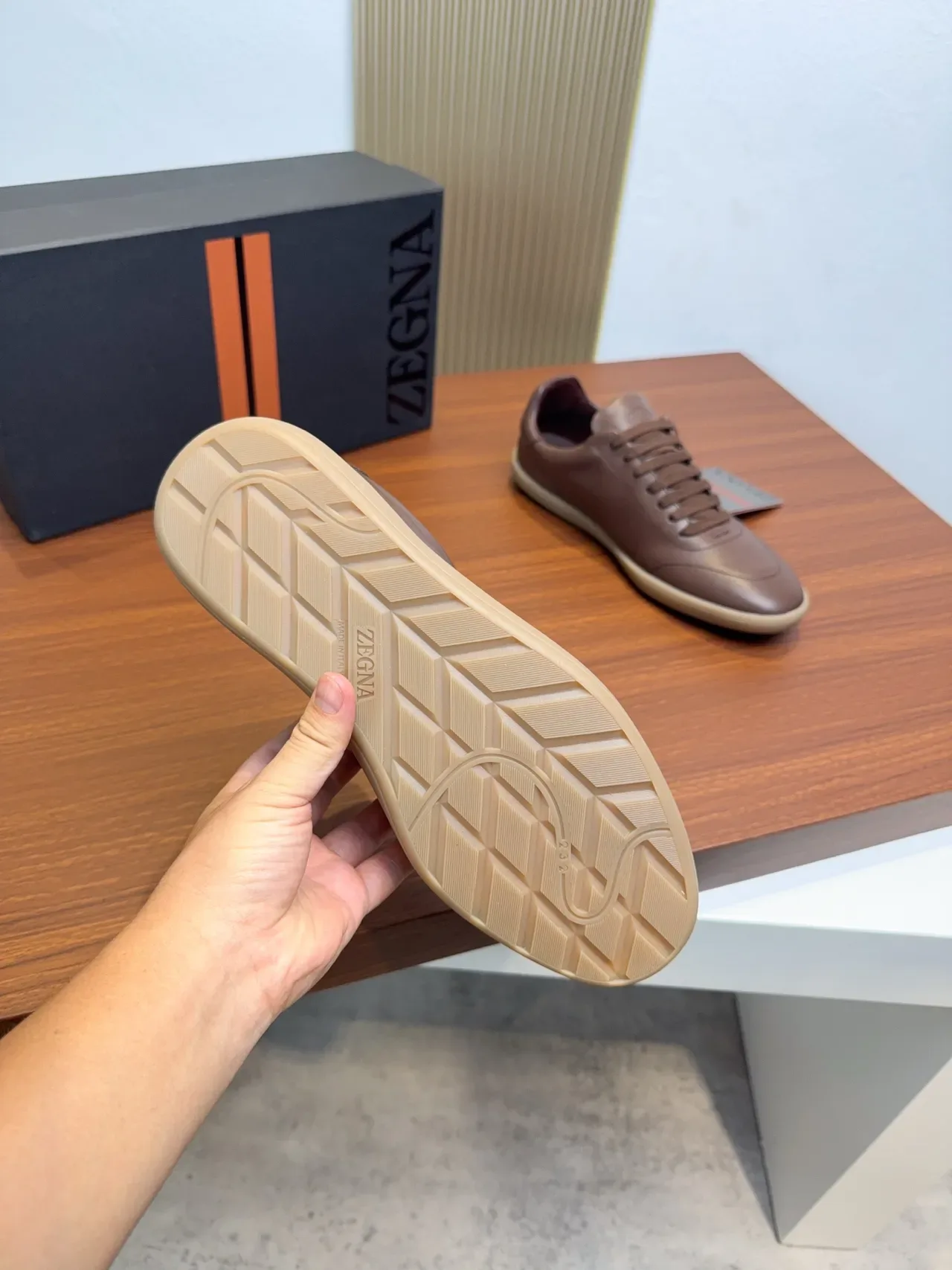 Zegna Brown Leather Lace-Up Casual Shoes 2