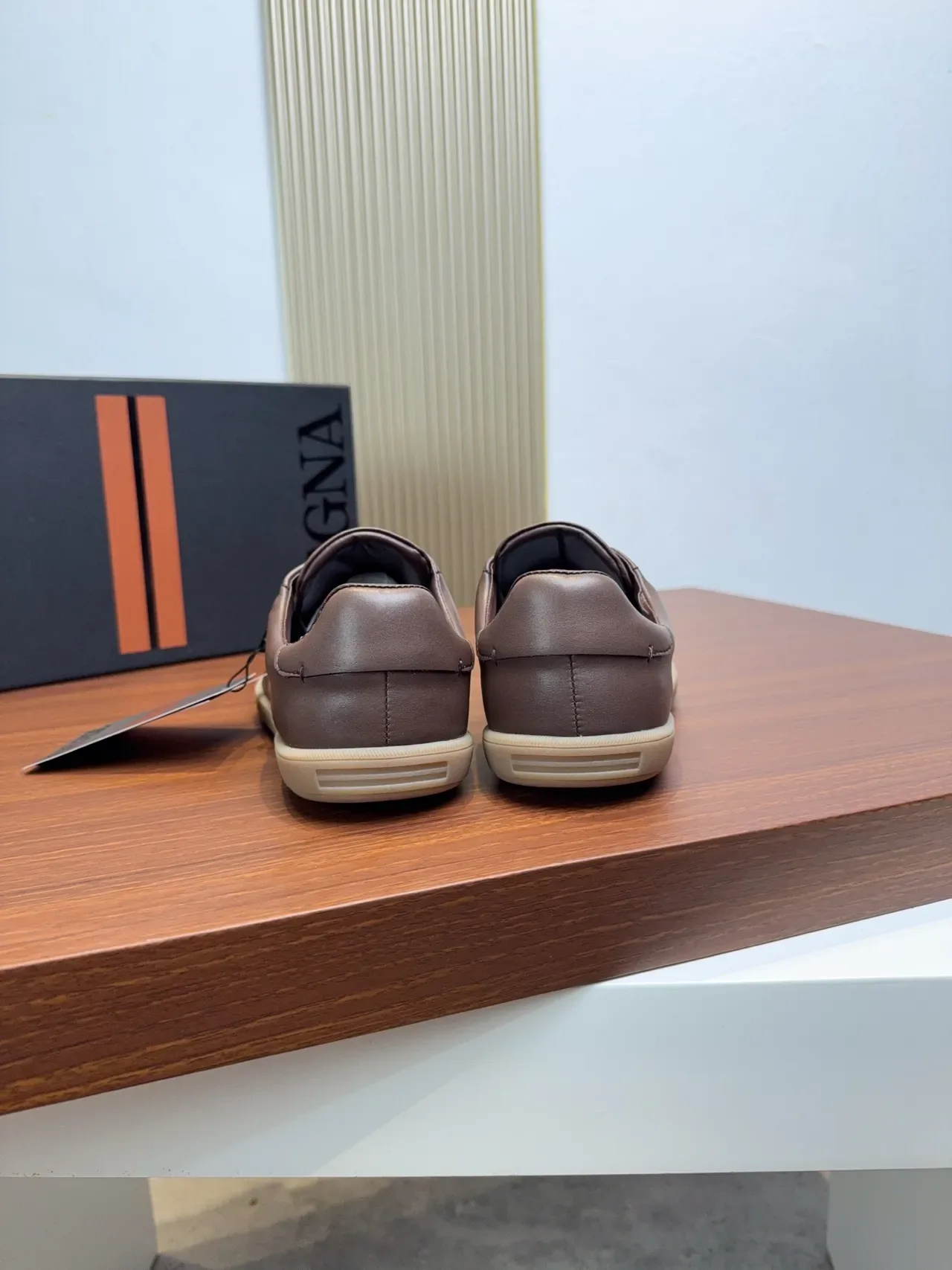 Zegna Brown Leather Lace-Up Casual Shoes 3
