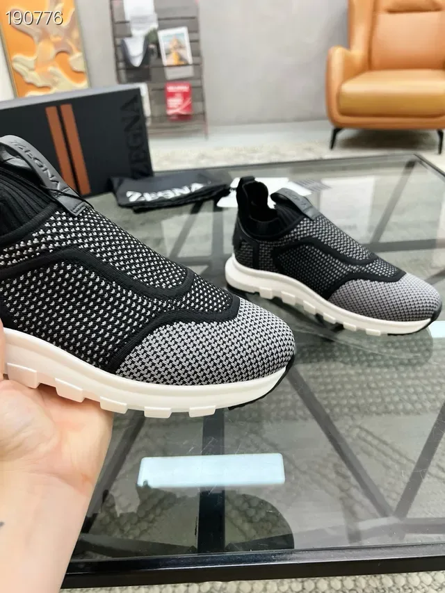 Zegna Oasi رمادي أسود نسيج شبكي علوي كم معزول حذاء لايف ستايل رياضي 5