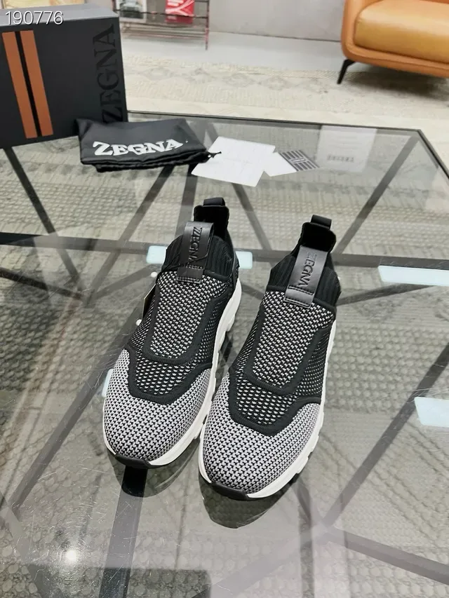 Zegna Oasi رمادي أسود نسيج شبكي علوي كم معزول حذاء لايف ستايل رياضي 7
