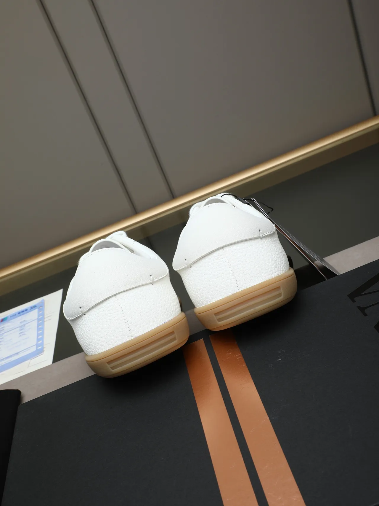 Zegna White Textured Leather Low-Top Sneaker 4