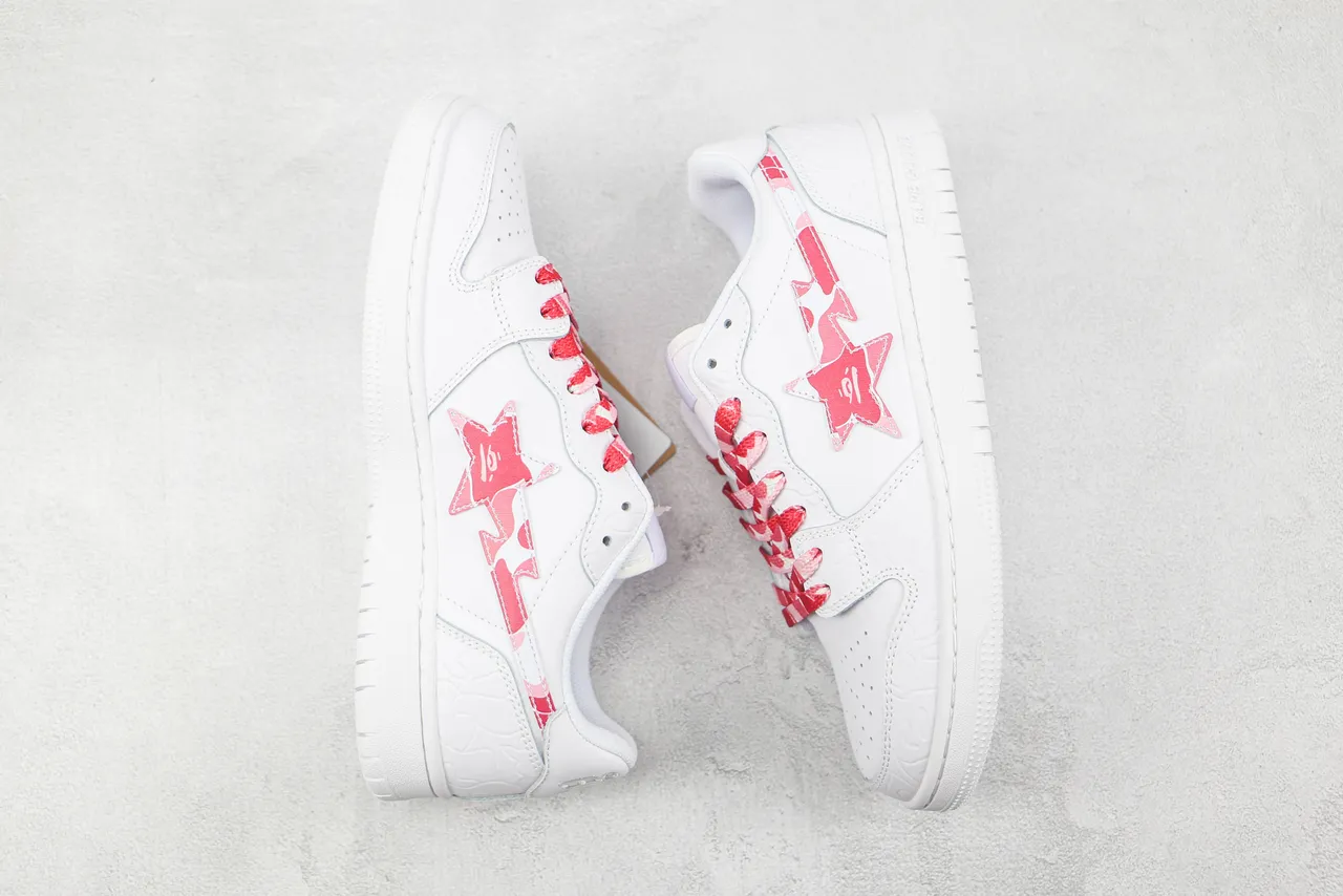 A Bathing Ape BAPE GOOSE blanc rose étoile chaussures lifestyle 2