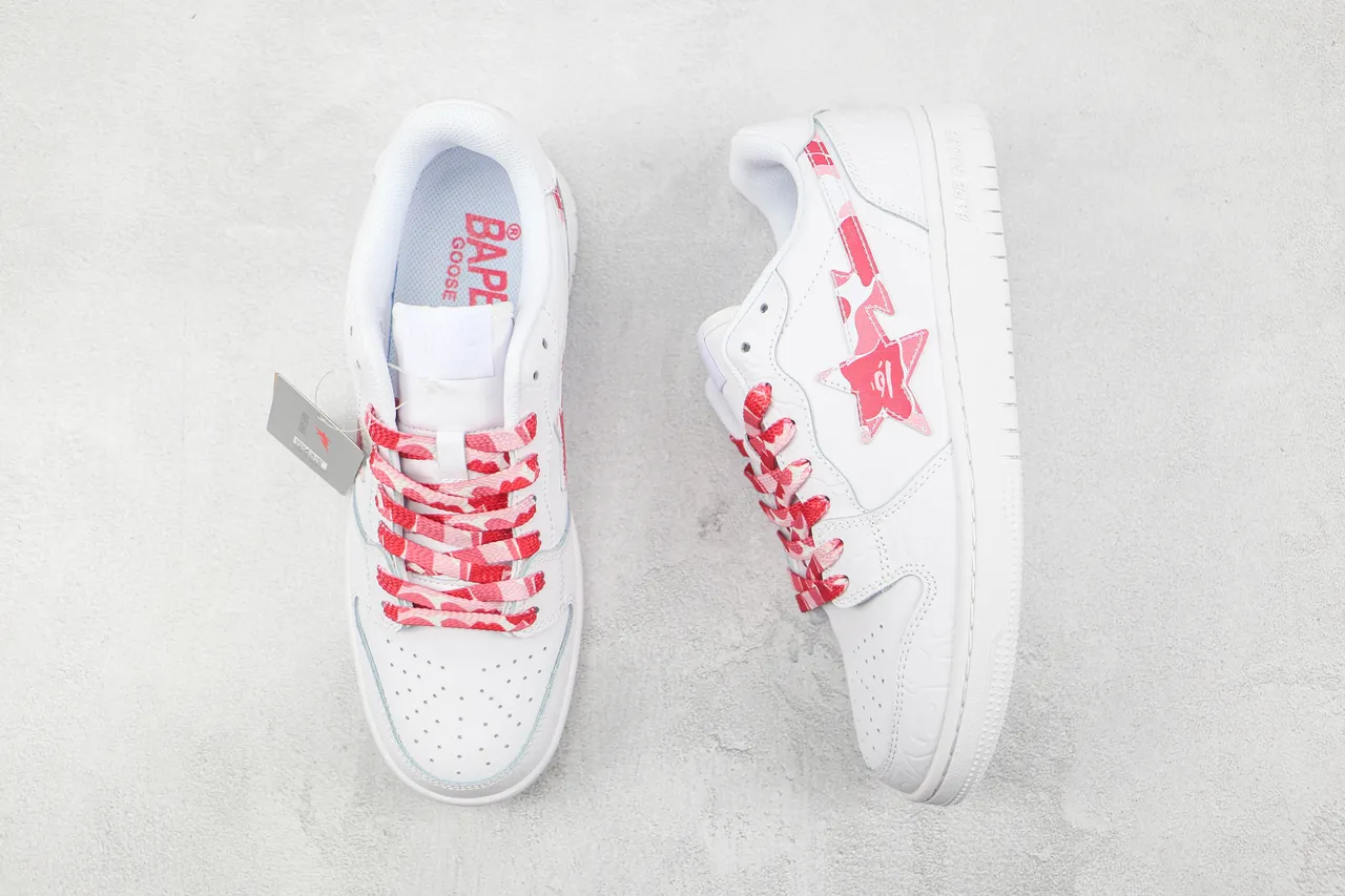 A Bathing Ape BAPE GOOSE blanc rose étoile chaussures lifestyle 3