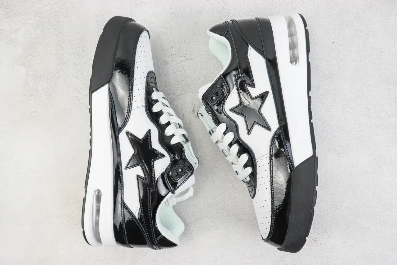 A Bathing Ape BAPE STA Air Black White tênis de estilo de vida 2