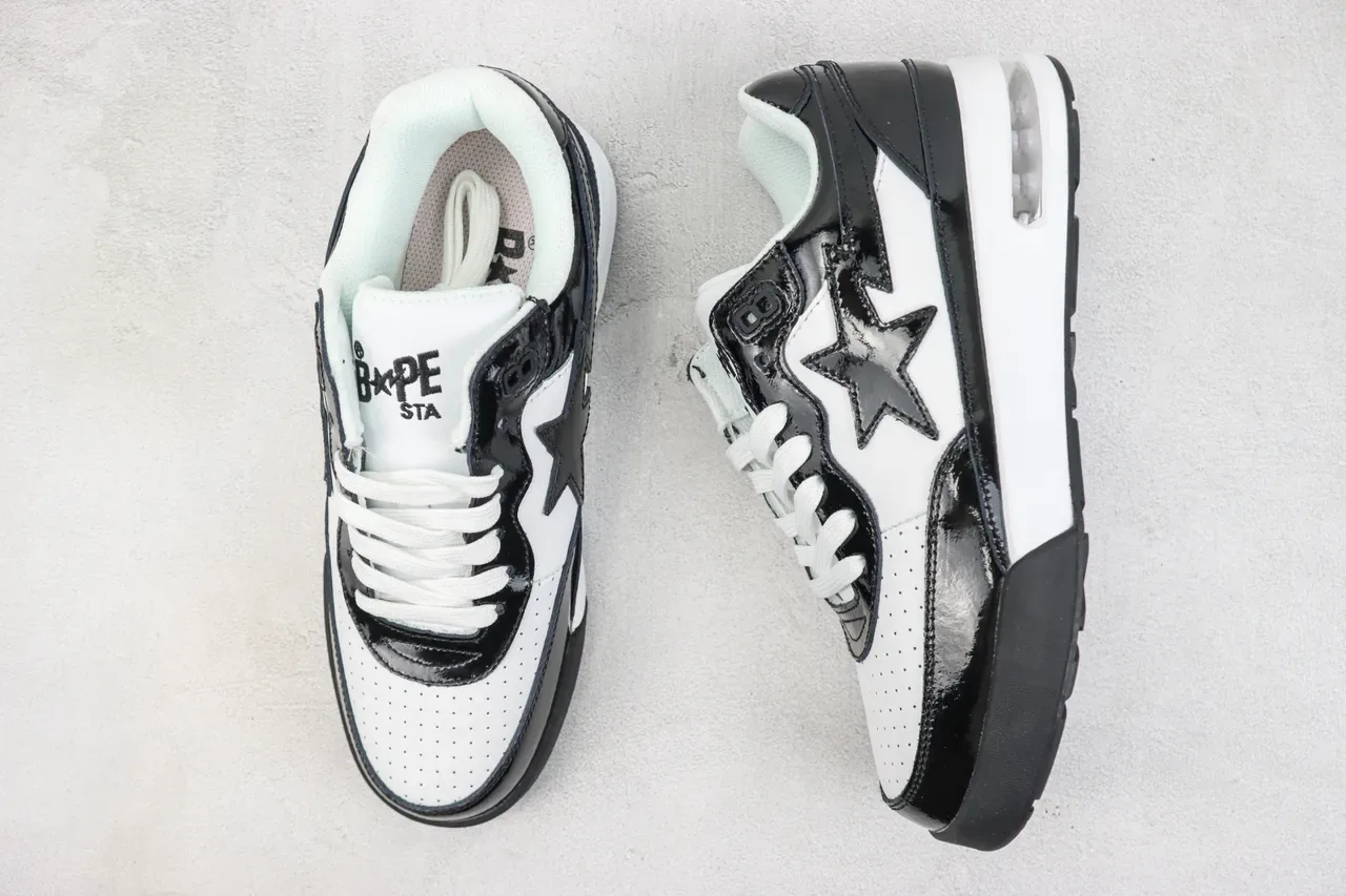 A Bathing Ape BAPE STA Air Black White tênis de estilo de vida 3