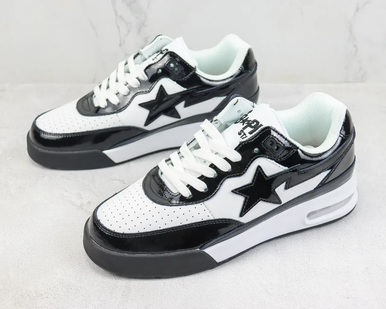 A Bathing Ape BAPE STA Air Black White tênis de estilo de vida 4