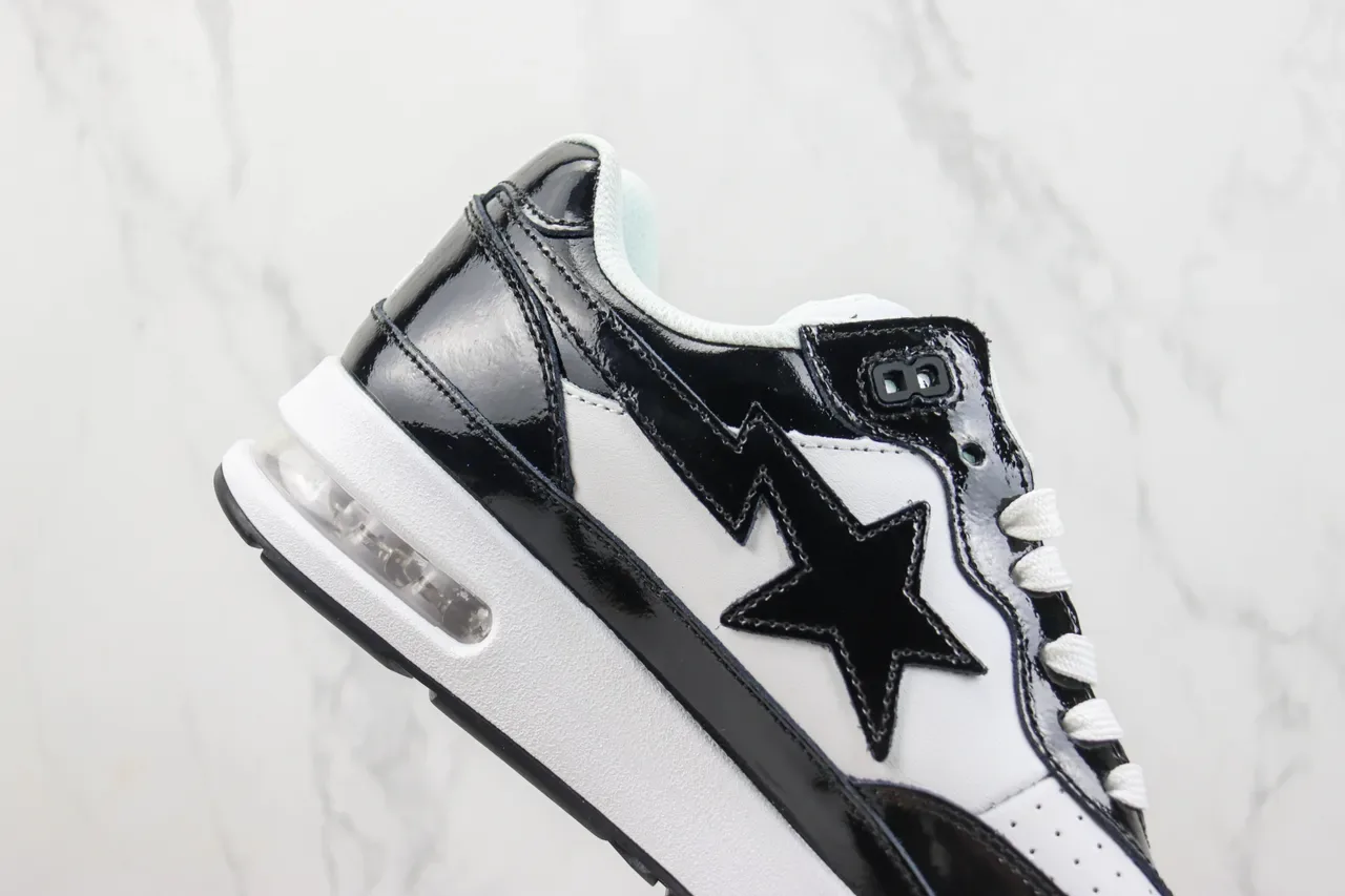 A Bathing Ape BAPE STA Air Black White tênis de estilo de vida 5