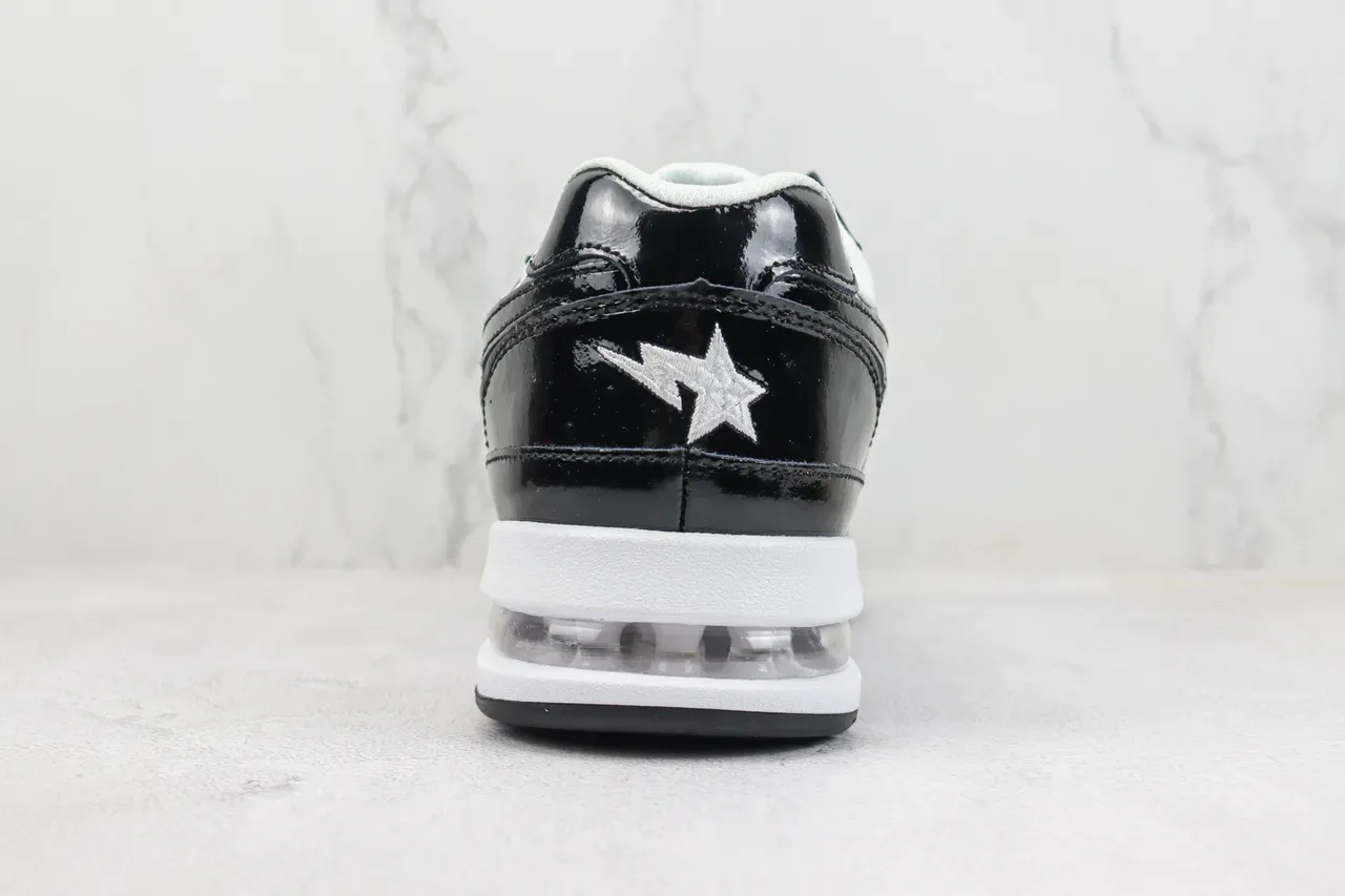 A Bathing Ape BAPE STA Air Black White tênis de estilo de vida 9