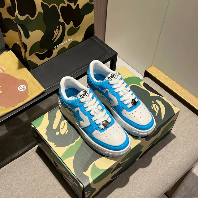 A Bathing Ape BAPE STA Sneakers Lifestyle Bleu et Blanc avec Logo d'Étoile 5