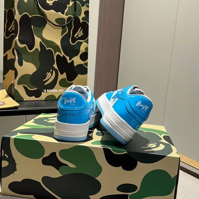 A Bathing Ape BAPE STA Sneakers Lifestyle Bleu et Blanc avec Logo d'Étoile 6