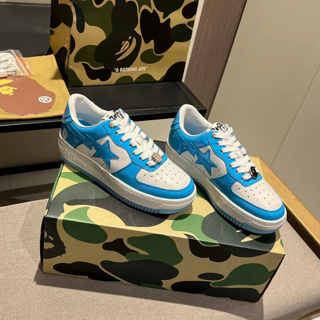 A Bathing Ape BAPE STA Sneakers Lifestyle Bleu et Blanc avec Logo d'Étoile 7