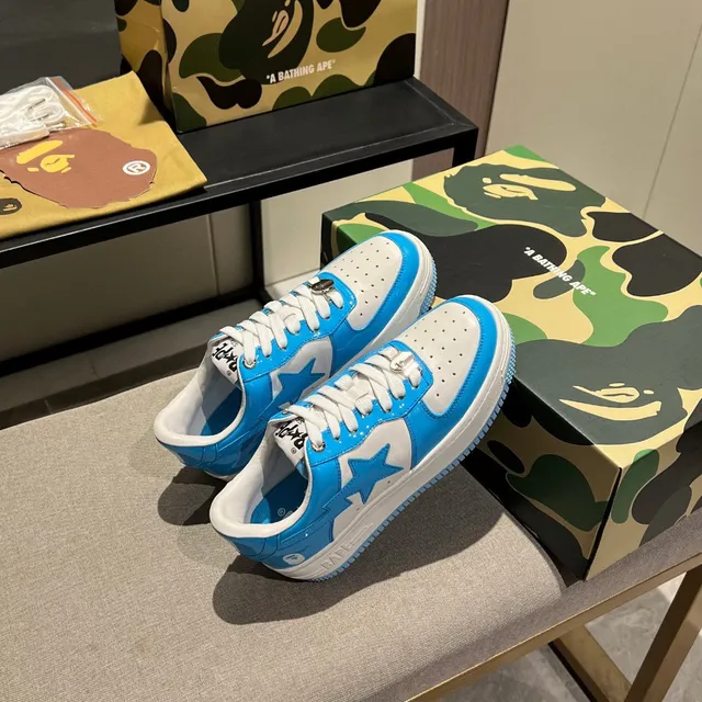 A Bathing Ape BAPE STA Sneakers Lifestyle Bleu et Blanc avec Logo d'Étoile 8