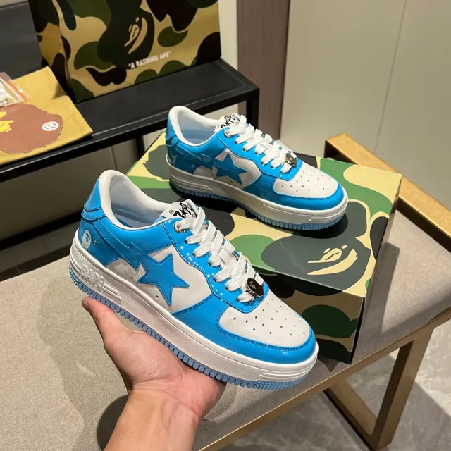 A Bathing Ape BAPE STA Sneakers Lifestyle Bleu et Blanc avec Logo d'Étoile 9