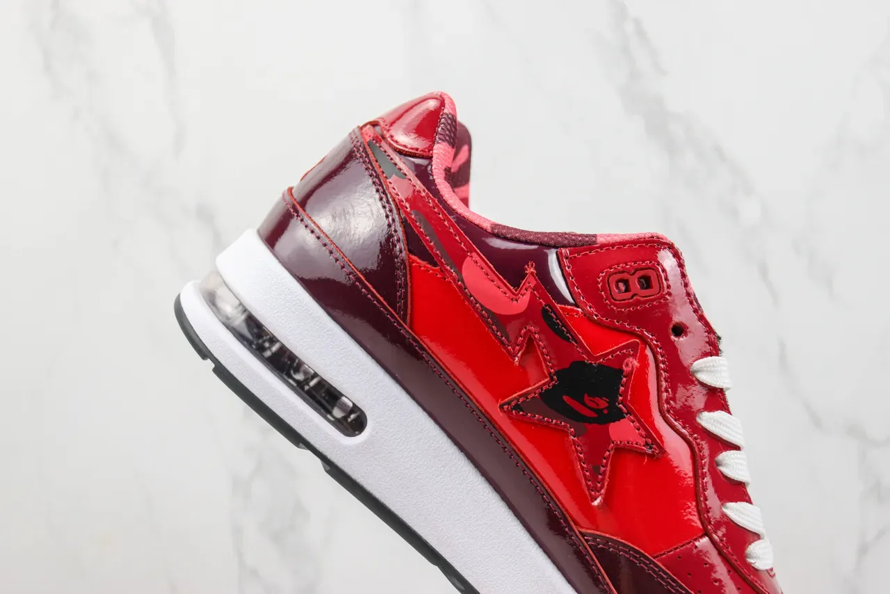 A Bathing Ape BAPE STA Glossy Red Burgundy Lifestyle Sneakers 5