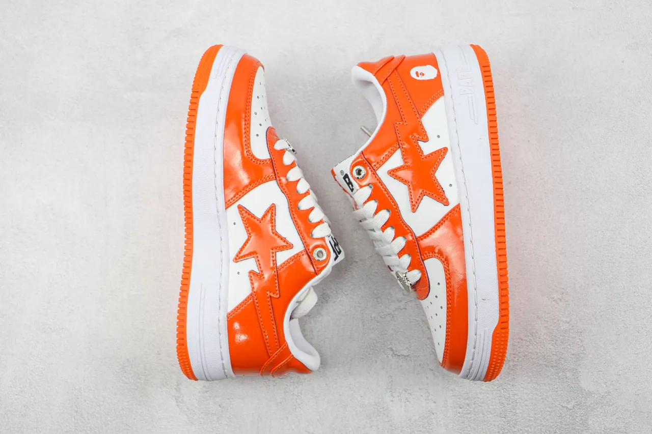 A Bathing Ape BAPE STA Orange and White Lifestyle Sneakers 2
