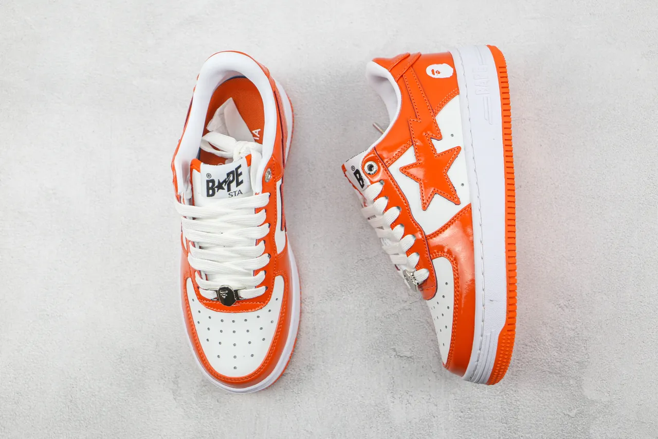 A Bathing Ape BAPE STA Orange and White Lifestyle Sneakers 3