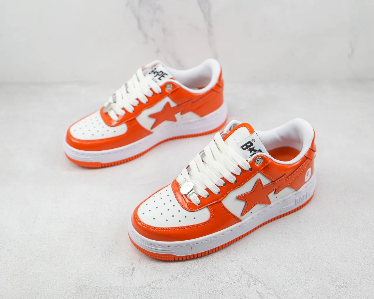 A Bathing Ape BAPE STA Orange and White Lifestyle Sneakers 4