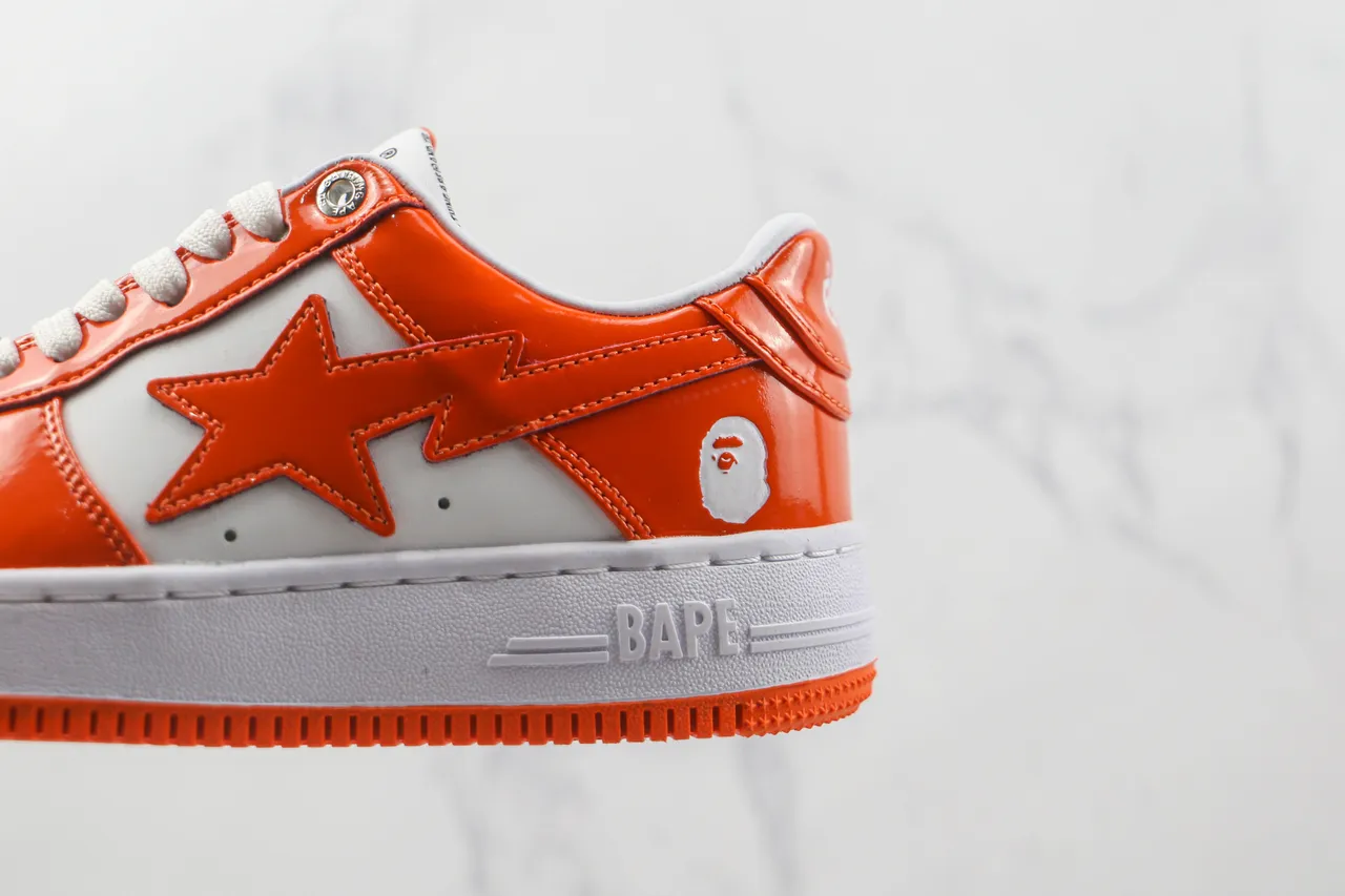 A Bathing Ape BAPE STA Orange and White Lifestyle Sneakers 7