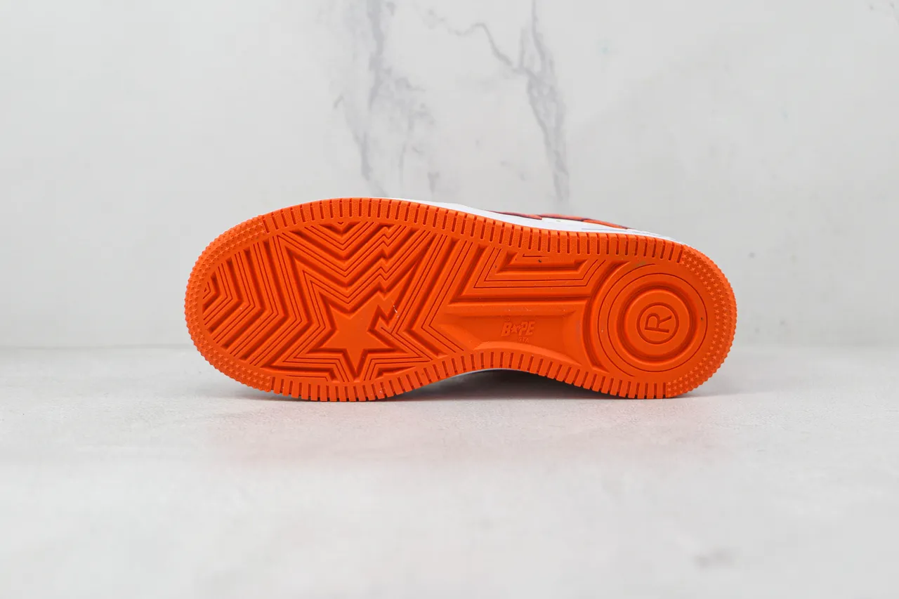 A Bathing Ape BAPE STA Orange and White Lifestyle Sneakers 8