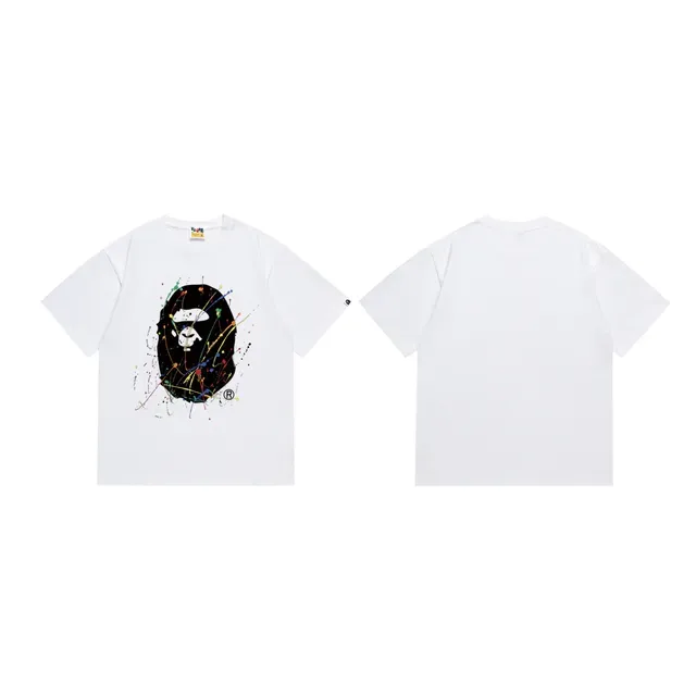 A Bathing Ape Paint Splatter Ape Head Black T-Shirt 4