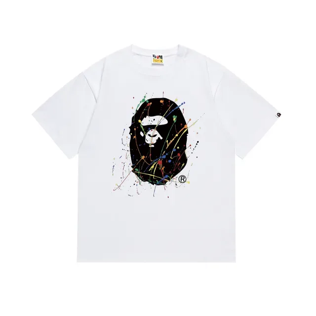 A Bathing Ape Paint Splatter Ape Head Black T-Shirt 5