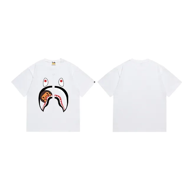 A Bathing Ape Shark Hoodie Black White Graphic-Print Zipper-Detail T-Shirt 4