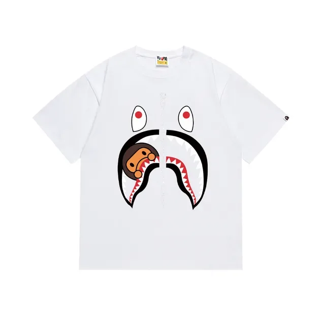 A Bathing Ape Shark Hoodie Black White Graphic-Print Zipper-Detail T-Shirt 5
