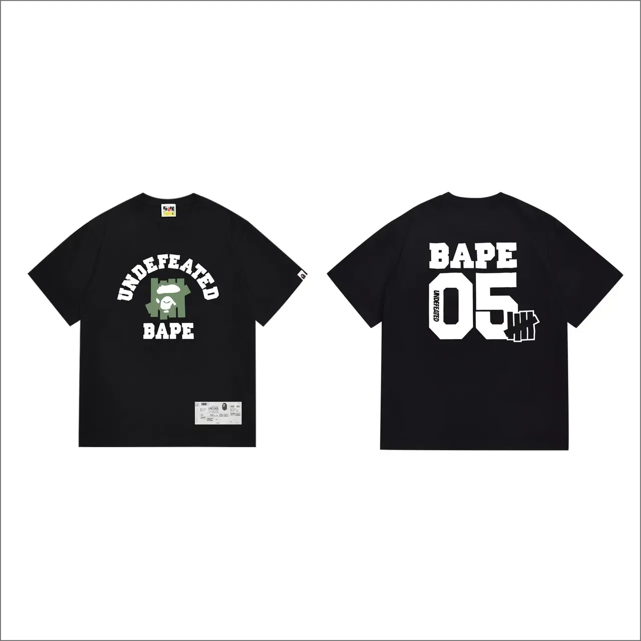 A Bathing Ape UNDEFEATED x BAPE Black Army Green Graphic-Print Crewneck T-Shirt 4