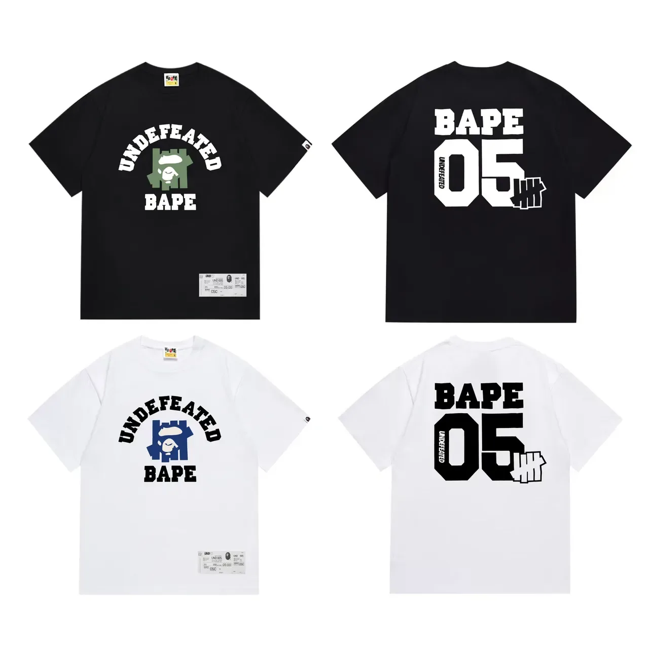 A Bathing Ape UNDEFEATED x BAPE Black Army Green Graphic-Print Crewneck T-Shirt 6