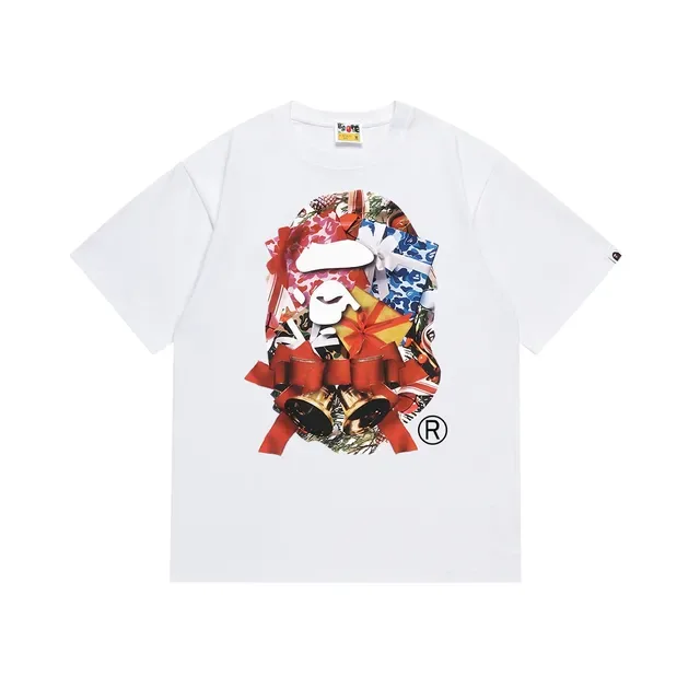 A Bathing Ape White Multicolor Graphic-Print Crewneck T-Shirt 4