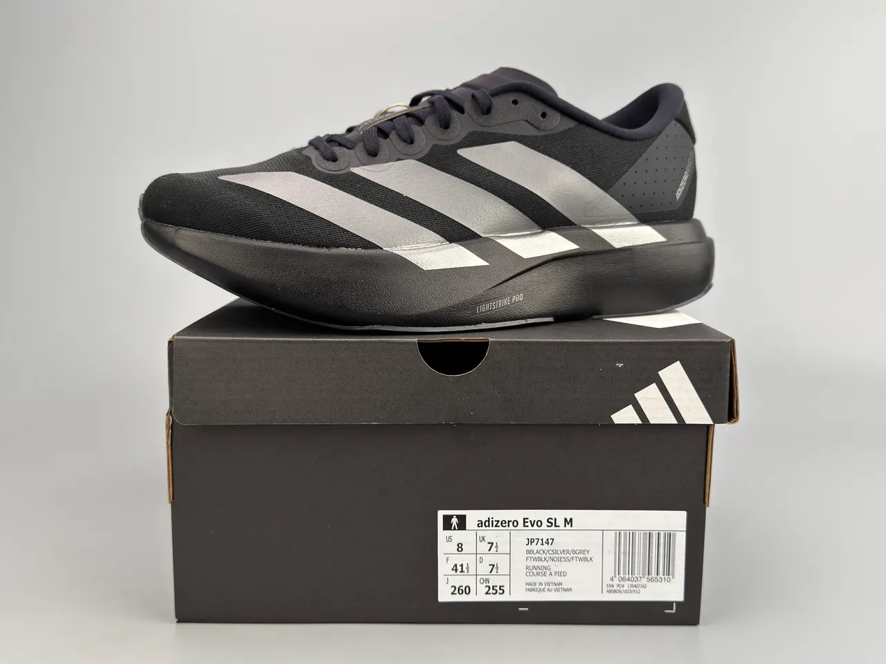 Adidas Adizero Evo SL Noir Métallique Argent Chaussures de course 2