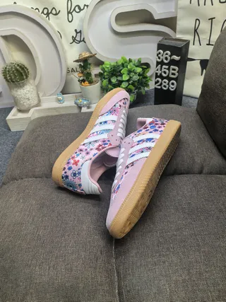 Adidas Beige Brown Woven Textile Upper Leather Overlays Lifestyle Sneakers 6